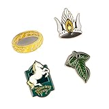 et Pins Der Herr der Ringe - 4 Anstecknadeln Der Herr der Ringe Ring, Krone von Gondor, Schild von Bree und Blatt von Lorien - Der Herr der Ringe Geschenke Der Herr der Ringe Merchandising