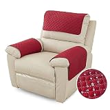FANSU Sesselschoner Für Relaxsessel Mit Armlehnen, Sesselbezug Mit Taschen Für Fernsehsessel, Wasserdicht & rutschfest Möbelschutz für Sofa, Stuhl (1 Sitzer,Rot)