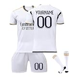 Generisch Personalisiertes Fußballtrikot für Kinder 2024 2025 Boy Football Strips Trikot Heim-Fußballtrikot-Set Tshirts Shorts und Socken Sportanzug Fußballtrikot-Set mit DIY Nummer Name 09