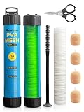 Realure 5M PVA Netz Angeln Set mit Schere, 18/25/37mm Breit Mesh Karpfen Zubehör mit Trichter & Stößel System, Schnelles Schmelzen PVA Beutel Angeln Bags für Boilie Köder F