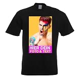 Kiwistar T-Shirt Herren schwarz - M - Aufdruck individuell - mit Foto Bedruckt - Wunschtext - Druck personalisiert - Geschenk für Freizeit Sport - selber g