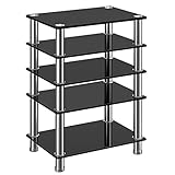 Rfiver HiFi Rack Glas 5 Ebenen HiFi Regal 600x400x800mm Phono Rack Plattenspieler Ständer TV Regal Möbel Edelstahl Gehärtetes G