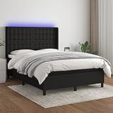 Juroupi Boxspringbett mit Matratze & LED Bett Mit Bettkasten Bett Boxspringbett Betten Boxspringbett Mit Matratze Schwarz 140x200 cm Stoff - 3138639