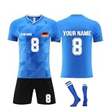 Generisch Personalisierte Fussball Trikot mit Namen Nummer und Team Logo Kinder, Trikot Kinder, Fußball Trikot Shorts Socken Set Jung