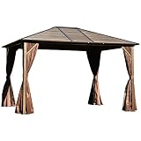 Outsunny Gartenpavillon Pavillon 300L x 365B x 262H cm Gartenzelt Festzelt Partyzelt mit 4 x Doppel-Seitenteilw wetterfest Aluminium Polyester B