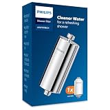 Philips Wasser-Inline-Duschfilter mit 1 Ersatzfilter-Kartusche, 50.000 L Filterkapazität, CHROM, reduziert Chlor um bis zu 99%, passend für alle S