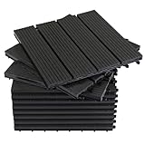 Montafox WPC Fliesen 30 x 30 cm 11 Stück / 1m² Anthrazit Terrassenfliesen Klicksystem Fliese Holzoptik Bodenbelag Klickfliesen Terrasse Balkon, Größe (Fläche):1 m² | 11 Fliesen, Farbe: