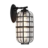 OXVUE Outdoor Wall Light Lantern, Loft Industrial Retro Wall SCONCE, Metall Samen Glas Lampenschirm Leuchte mit E27 Lichtquellenfassung für Garten Balkon Licht für Nachttisch (Color : Black)