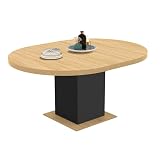 IDMarket - Esstisch ausziehbar rund Eden 6-8 Personen Holz und Schwarz 120-160