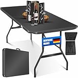 KESSER® Buffettisch Tisch klappbar Kunststoff 183x76 cm Campingtisch Partytisch Klapptisch Gartentisch für Garten, Terrasse und Balkon zusammenklappbar 6 Personen inkl. Tragegriff,