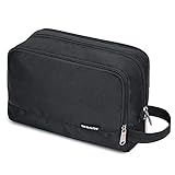 WANDF Kulturbeutel Herren Rucksack Damen Kosmetiktasche Waschtasche für Männer & Frauen in Premium Qualität (A-Pures Schwarz)