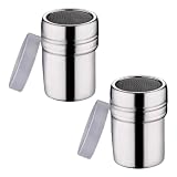2 Stück Puderzuckerstreuer,Mehlstreuer,Streuer Cappuccino Kaffee,für Schablonen Kakaostreuer,Puderzuckermühle Coffee Deckel,Edelstahl Kakao Kakaopulver,Mit Mühle Puderzucker Staubzuck