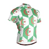 Algerien-Flagge, Herren-Fahrradtrikot, Oberteil, Bikeshirt, kurzärmelig, durchgehender Reißverschluss mit Taschen, mehrfarbig, L