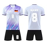 Deutschland Fußball Trikot mit eigenem Namen Logo Nummer, Personalisierte Fußball Trikot Erwachsene Kinder, Fussball Trikot Set Jungen H