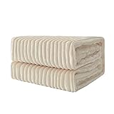 MIULEE Kuscheldecke Fleecedecke Flanell Decke Einfarbig Wohndecken Couchdecke Flauschig Überwurf Mikrofaser Tagesdecke Sofadecke Blanket Für Bett Sofa Schlafzimmer Büro 50x60Inch 125x150cm Beig