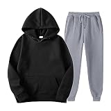 KONG JIMFAN Hoodie Herren 2024 Jogginganzug Herren 2-Teiliges Set Trainingsanzug Atmungsaktiv Tracksuit Freizeitanzug Wanderhose Baumwolle Übergangs Sportanzug Baggy Jogginghose Herren(#B Black,XXL)