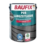 Baufix PUR Langzeitlasur anthrazitgrau, seidenglänzend, 5 Liter, Holzlasur, für innen & außen, besonders haltbar, für alle Holzarten, witterungsbeständig