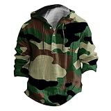Dark Camo Hoodie Herren – Leinen Herren Langarm Leichte Kapuze Militär Stil Hemden Slim Fit Elegant Shirt Bequem Ultra Elastisch Sport Shirts Casual T-Shirt Premium Arbeitshemden für Männer, AG, 3XL