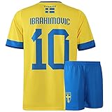 Schweden Trikot Set Ibrahimovic – Kinder und Erwachsener - Jungen - Fußball Trikot - Fussball Geschenke - Sport t Shirt - Sportbekleidung - Größe 152