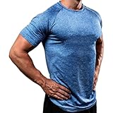 Gym Shirt Herren Funktionshemd Kurzarm Herren Leinenhemd Kurzarm Herren Coole Tshirts Herren Kurzarm Shirt Herren Kurzarm Herren Hemden Sommerhemd Herren A-Blue M