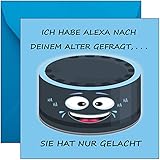 Lustige Geburtstagskarte Alexa Frau Mann lustig witzig witzige für Männer Frauen old oldi humor-voll Sprüche sarkastisch lol verrückt club der alten säcke ironisch jetzt bist du alt gemein (Blau)