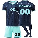 Fußball Trikot Personalisiert Deutschland Trikot Wm 2026 Mit Namen/Nummer Für Herren/Kinder,Weltmeisterschaft 2026 Fußballtrikot Kinder Personalisiert (blau)