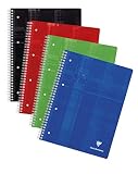 Clairefontaine 8251C - Collegeblock DIN A4+ mit Ringbuchlochung, 80 Blatt 90g, französische Lineatur, farbig sortiert, 1 Stück