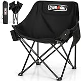 OVERMONT Klappbar Leicht Camping Stuhl - bis 135KG Belastbar - Faltstuhl mit Tragetasche für Garten Balkon Strand Angeln Schw