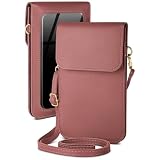 moex Handytasche zum Umhängen für Samsung Galaxy Xcover 4s kleine Handtasche mit Handyfach und Sichtfenster, 2 extra Fächer Mini PU Leder Handy Umhängetasche Damen CitySling, R
