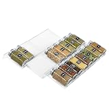 Lifewit Gewürzregal Schublade Gewürz Schubladeneinsatz von 22cm bis 44cm Ausziehbar Gewürzschublade Ordnungssystem, Gewürzaufbewahrung für Küche Arbeitsfläche Schrank 3 Etagen, 6er Set, durchsichtig