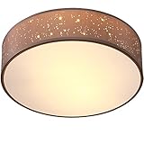 MONZANA® Deckenlampe Sternenhimmel Wohnzimmer Schlafzimmer E27 Taupe Rund 38cm Stoffschirm 2-Flammig 40W Küche Lampe Deckenleuchte Stoffdeckenlamp