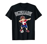 Dabbing Fußball Junge mit Dänemark Trikot Denmark Kinder T-S