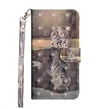 Sunrive Hülle Für Samsung Galaxy Xcover 3, Magnetisch Schaltfläche Ledertasche Schutzhülle Etui Leder Case Cover Handyhülle Tasche Schalen Lederhülle MEHRWEG(Katze Tiger)