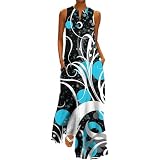 Blitzangebote des Tages Aktuell Abendkleid Damen Lang Sale Elegante Kleider Damen Bedruckter V-Ausschnitt-Rock Für Damen Im Frühling Und Mit Großem Swing-Rock Sommerkleid Festlich Summer Must H