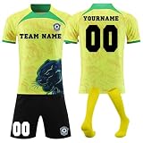 Generisch Fussball Trikots Shorts und Socken Anzug, Fussball Trikot mit eigenem Namen Nummer und Logo Kinder/Erwachsene, Personalisierte Fußball Trikot für Jungen/H