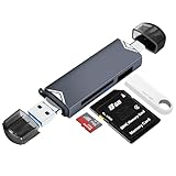 YIIFELL SD Kartenleser, Triple-Port USB (A/C/Micro) Kartenlesegerät, 3 in 1 SD Card Reader Micro Sd Adapter für Flash Drive/SD/Micro SD/TF/SDHC/SDXC, Kompatibel mit Laptop Handy und Tab