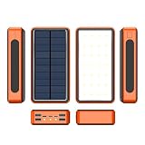 DONGSHUAI Tragbares Ladegerät, Solar-Powerbank 30000 Mah Mit 4 USB-Ausgängen 5 V 2,1 A, Kompakter Externer Akku Zum Aufladen Von Mobiltelefonen Tablets, Camping Im Freien,Orange,20000MAH