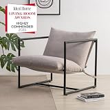 Zinus Aidan Extragroß Sling Akzent-Sessel 78x69x78 - Sessel mit Metallrahmen und Polsterung aus zerkleinertem Schaumstoff - Hellbeig