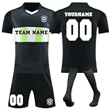 Generisch Fussball Trikot mit eigenem Namen Nummer und Logo für Kinder/Erwachsene, Personalisierte Fußball Trikot, Fußball Trikots Shorts und Socken Anzug Jungen/H