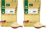BIO Bockshornklee gemahlen | Fein gemahlenes Bockshornkleesaatpulver ohne Zusätze | Organic Fenugreek Seeds Powder | Ideal für Tee oder als Gewürz | OmVeda (200g) (Packung mit 2)