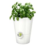Emsa 514244 Kräutertopf für frische Kräuter, Selbstbewässerung, Wasserstandsanzeiger, Ø 13 cm, Weiß, Fresh Herb