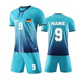 Trikot Personalisiert, Trikot mit Eigenem Namen & Nummer & Logo, Trikot Personalisiert Kinder, Fußball Trikots Shorts Set für Kinder/Erwachsene, Fussball Jersey Trainingsanzug für Junge Herren 2024