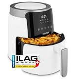 MEDION P40 L Heißluftfritteuse (4,7 Liter, Airfryer, 1500 Watt, einfache Bedienung, ölfreies Frittieren, 60 Min Timer, bis zu 200° C, Antihaft-Beschichtung, MD13030) weiß
