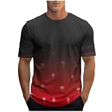 T-Shirts für Herren Kurzärmeliges Casual 3D Farbverlauf Druck Oberteile Rundhals Sommer T-Shirt Baggy Arbeits T-Shirt Frühling Herbst Basic Tops Weich Bequem Shirt Activewear Streetw