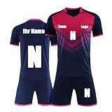 Benutzerdefiniert Trikot T-Shirt Shorts 2 Teiliges Set Jeder Name Nummer Team Logo - Fußballtrikot Kinder Männer Jungen Personalisierte Fußballtrik