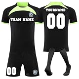 Generisch Personalisierte Fußball Trikot für Jungen/Herren, Fussball Trikots Shorts und Socken Anzug, Fussball Trikot mit eigenem Namen Nummer und Logo Kinder/Erw