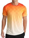 APTRO Herren T Shirt Sport Tshirts Trainingsshirt Funktionsshirt Schnelltrocknend Laufshirt Gym Shirt Farbverlauf Orange L