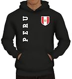 Wappen Fußball WM Fanshirt Gruppen Herren Hoodie Männer Kapuzenpullover Fan Trikot Peru, Größe: L,Schw