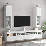 HOMEELIKE TV-Schränke mit LED-Leuchten 2 STK. Weiß 30,5x30x102