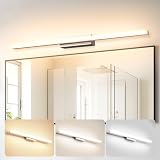 SUZNIU Led Spiegelleuchte Badezimmer, 120CM Spiegelschrank Bad IP44 Dimmbare 3000K-6000K Wandleuchte Badezimmer, 24W Spiegellampe Badezimmerlampe Spiegelleuchte Bad Schrankleuchte Spiegel Beleuchtung